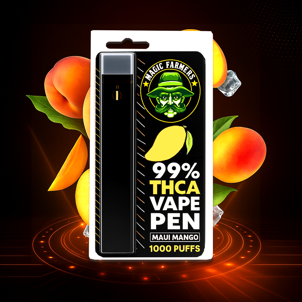Köp THCA vape Maui Mango – 99 % engångsvape, laglig i Sverige
