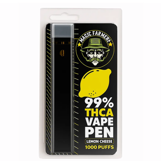 Köp THCA vape Lemon Cheese – 99 % från Magic Farmer, laglig i Sverige