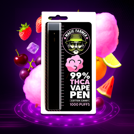 Köp THCA vape Cotton Candy – 99 % engångsvape, laglig i Sverige