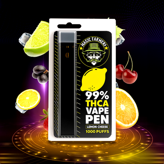 THCA vape pen Lemon Cheese 99 % – 1000 puffs med citrus och ostsmak, laglig i Sverige
